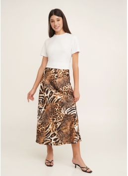 Шелковая юбка с анималистическим принтом SAVANNA SKIRT 8503/050 animal orange (оранжевый)