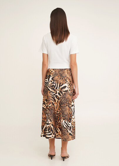 Шелковая юбка с анималистическим принтом SAVANNA SKIRT 8503/050 animal orange (оранжевый)