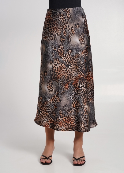 Шовкова спідниця з анімалістичним принтом SAVANNA SKIRT 8503/050 leopard grey (сірий)