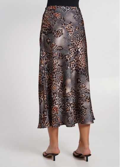 Шовкова спідниця з анімалістичним принтом SAVANNA SKIRT 8503/050 leopard grey (сірий)