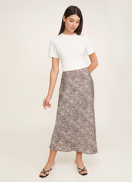 Шелковая юбка с анималистическим принтом SAVANNA SKIRT 8503/050 python (серый)