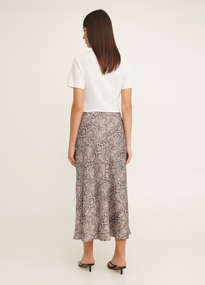 Шелковая юбка с анималистическим принтом SAVANNA SKIRT 8503/050 python (серый)