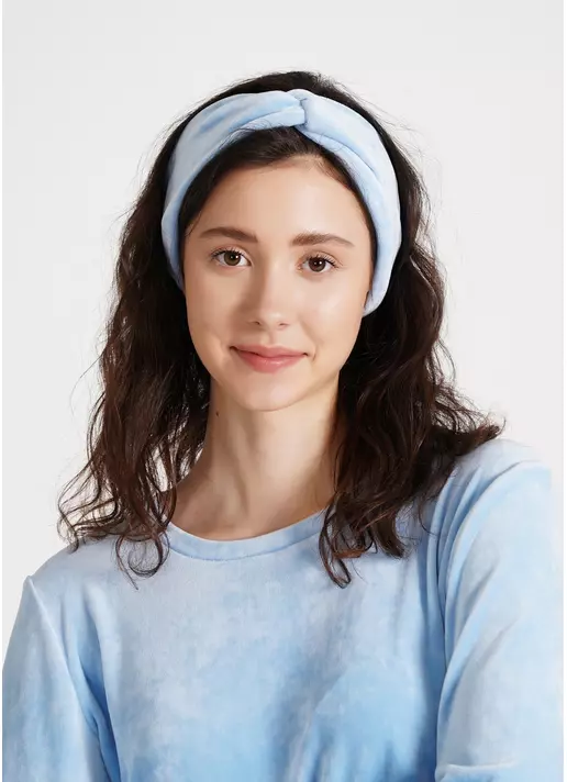Велюровая повязка на голову SOFT WINTER blue (голубой)