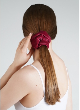 Велюровая резинка для волос скранч SOFT WINTER elastic burgundi (бордовый)