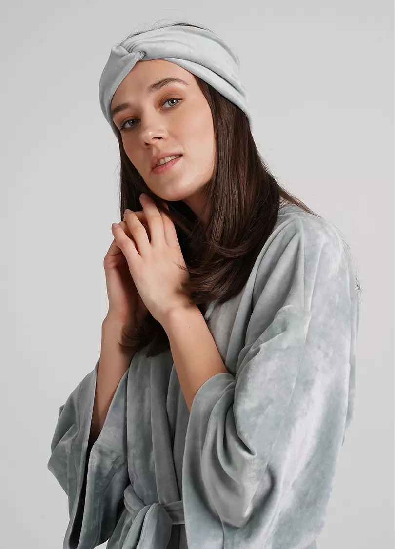 Велюрова пов'язка на голову SOFT WINTER grey (сірий)