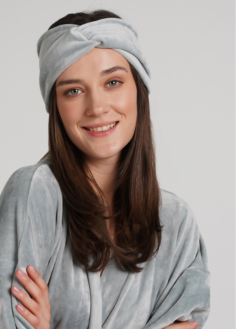 Велюрова пов'язка на голову SOFT WINTER grey (сірий)