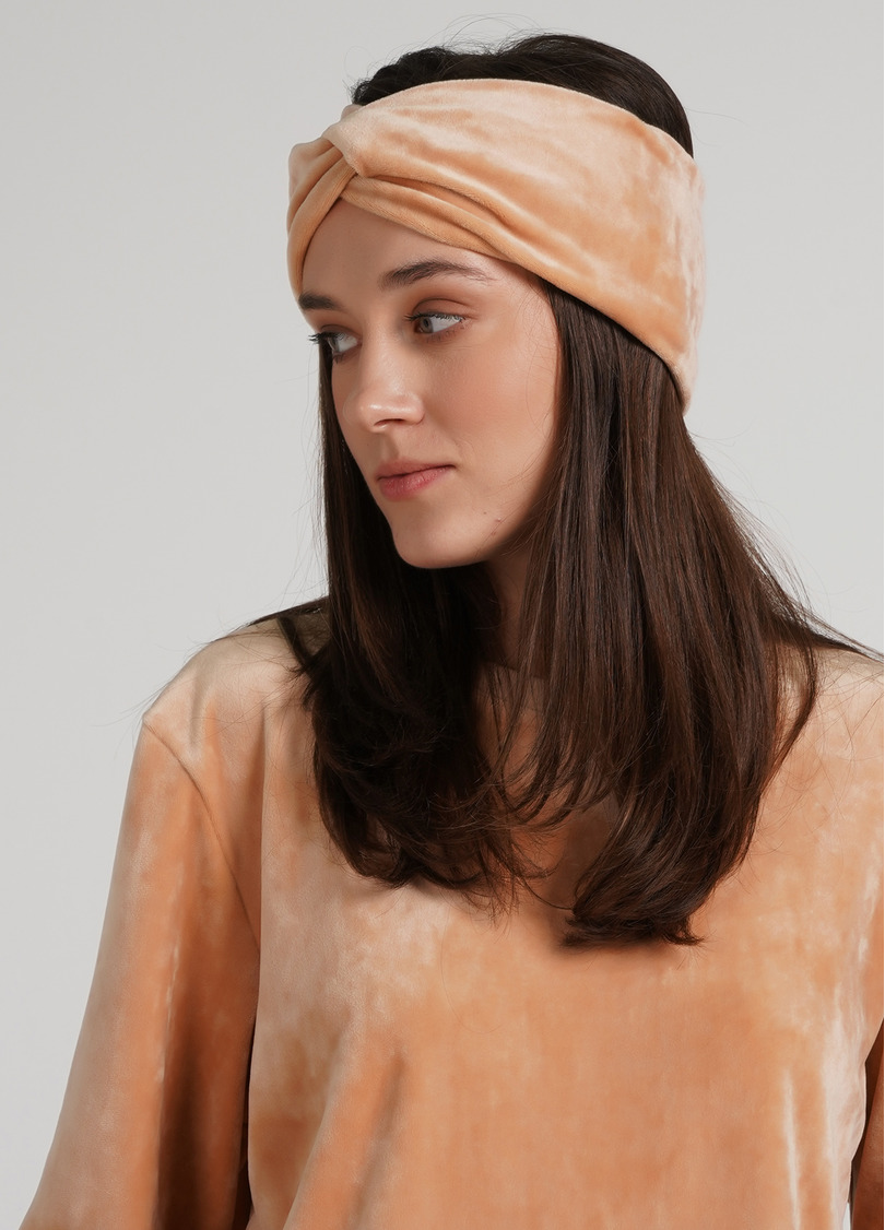 Велюровая повязка на голову SOFT WINTER latte (бежевый)