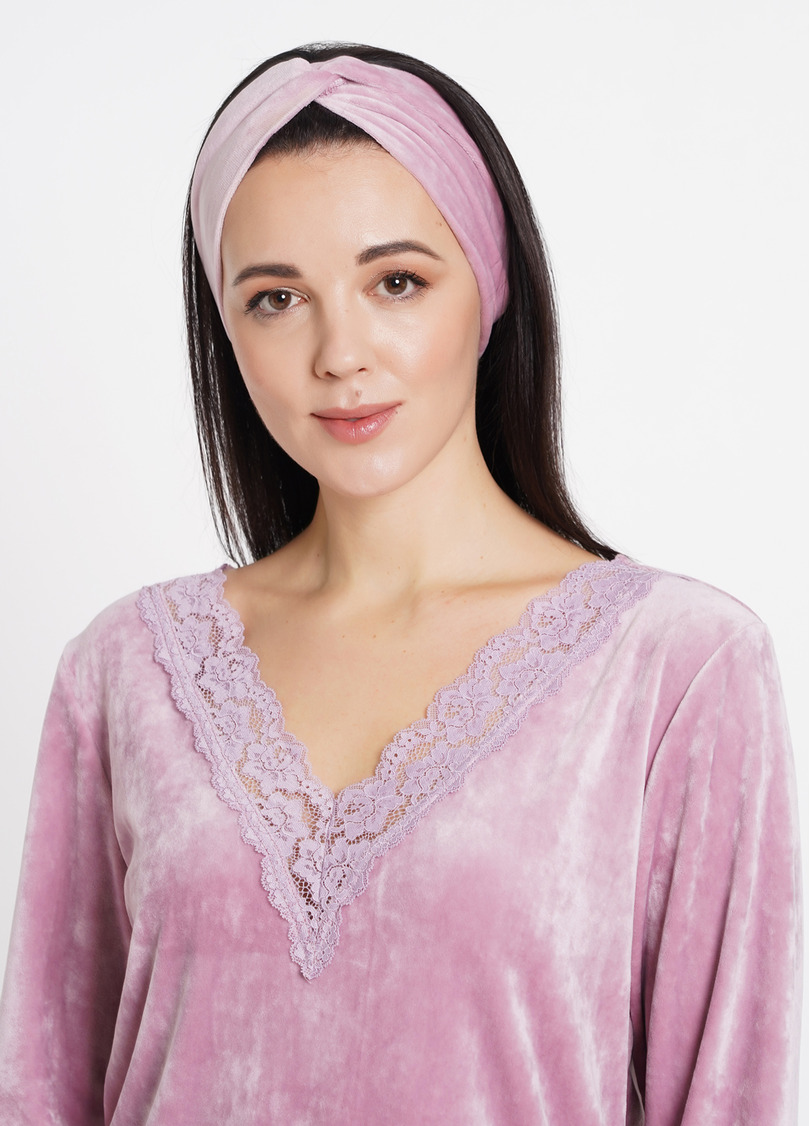 Велюрова пов'язка на голову SOFT WINTER pink (рожевий)