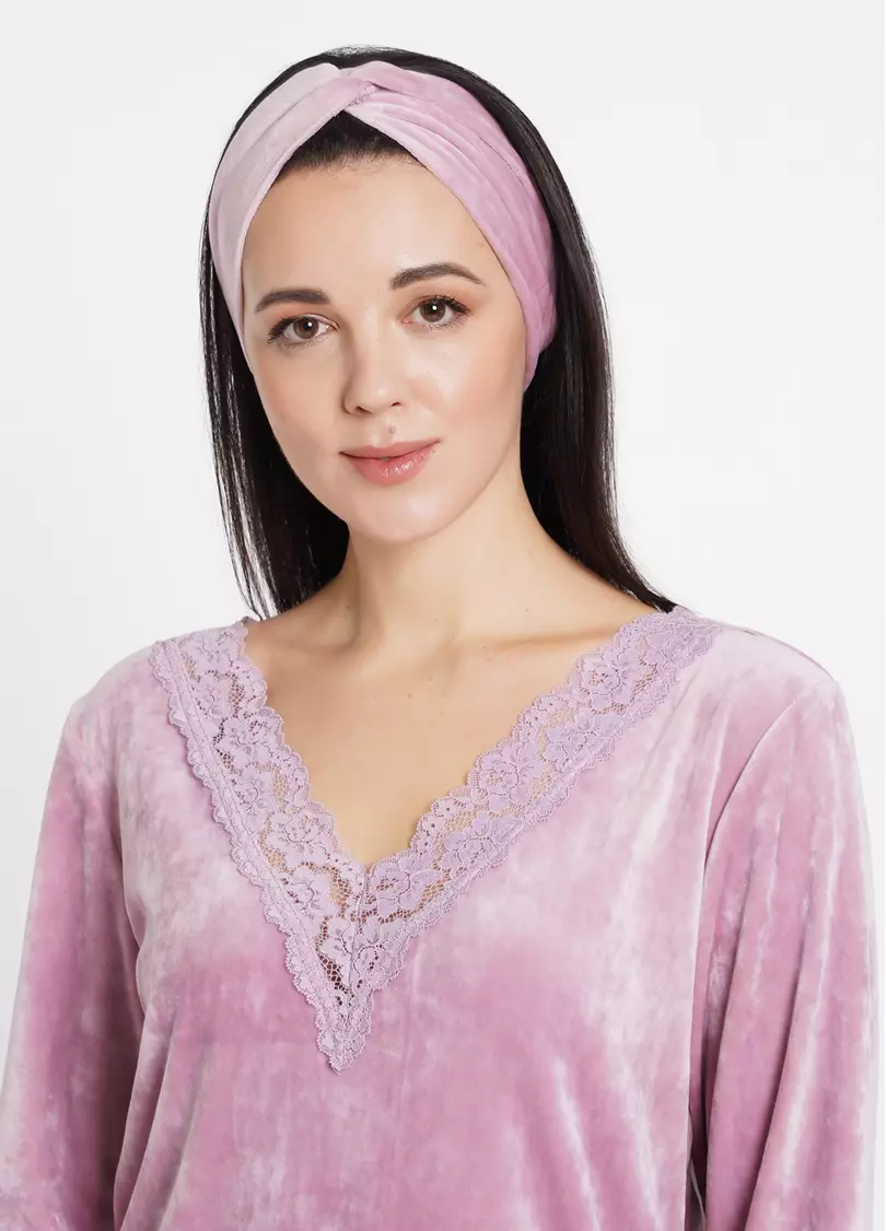 Велюровая повязка на голову SOFT WINTER pink (розовый)