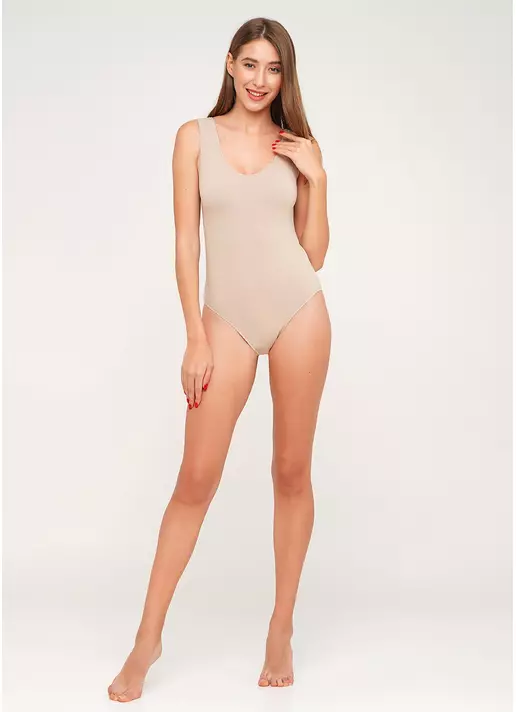 Бесшовное боди без рукавов BODY CANOTTA SCOLLO TONDO naturale (бежевый)