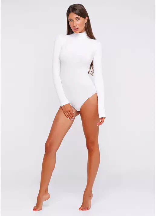 Бесшовное боди с высоким воротом BODY DOLCEVITA MANICA LUNGA bianco (белый)
