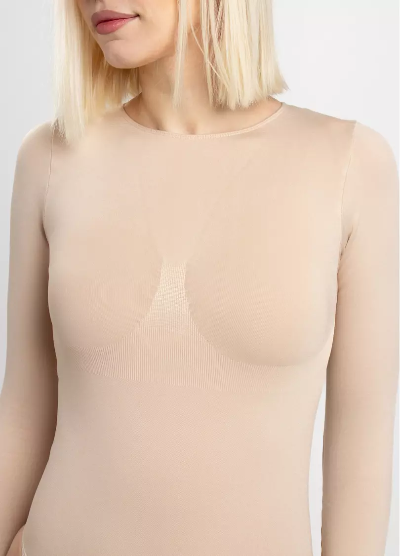 Боді безшовне з довгим рукавом BODY LONGSLEEVE light nude (бежевий)