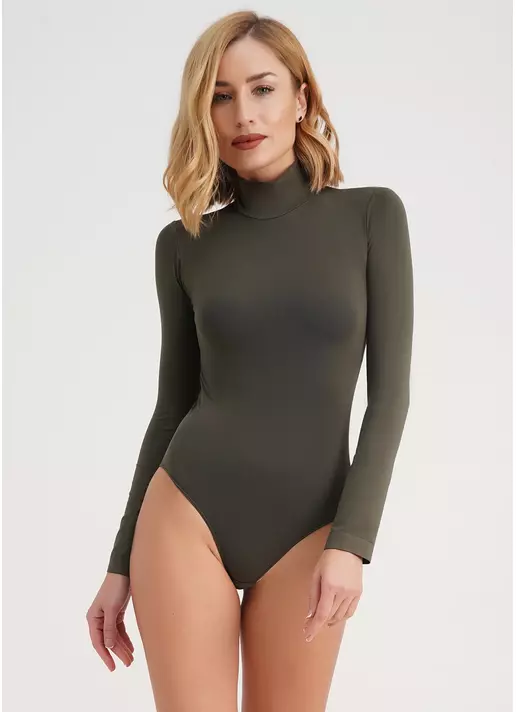 Боді безшовне з низьким коміром BODY LUPETTO MANICA LUNGA (хакі)