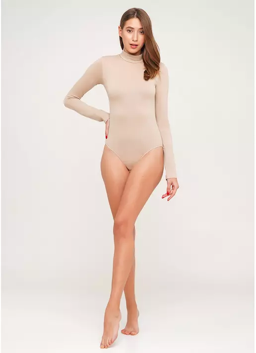 Боди бесшовное с низким воротом BODY LUPETTO MANICA LUNGA (бежевый)