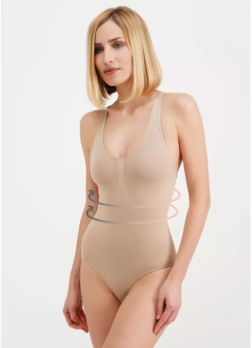 Моделююче боді з безшовної мікрофібри BODY MODELLING beige (бежевий)