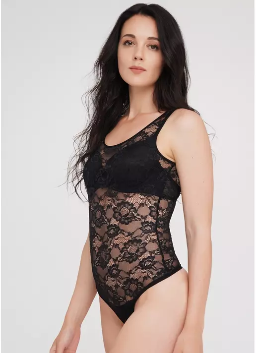 Мереживне боді з відкритою спиною ROSA 3103/061 black (чорний)