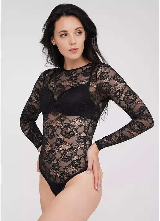 Боді мереживне з довгими рукавами ROSA 3304/061