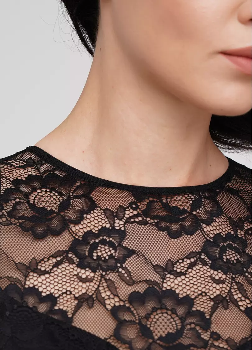 Боди кружевное с длинными рукавами ROSA 3304/061