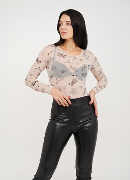 Боди с узором тату сетка Tatoo 3102/07 beige tatoo (бежевый)