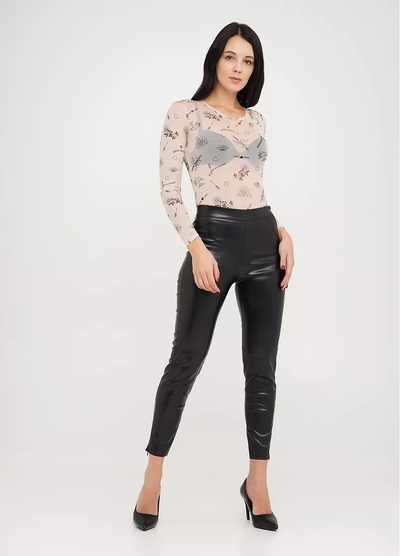 Боди с узором тату сетка Tatoo 3102/07 beige tatoo (бежевый)