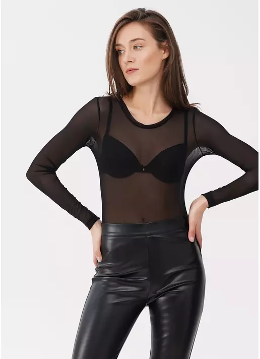 Боді з довгим рукавом сітка Tatoo 3102/07 black (чорний)