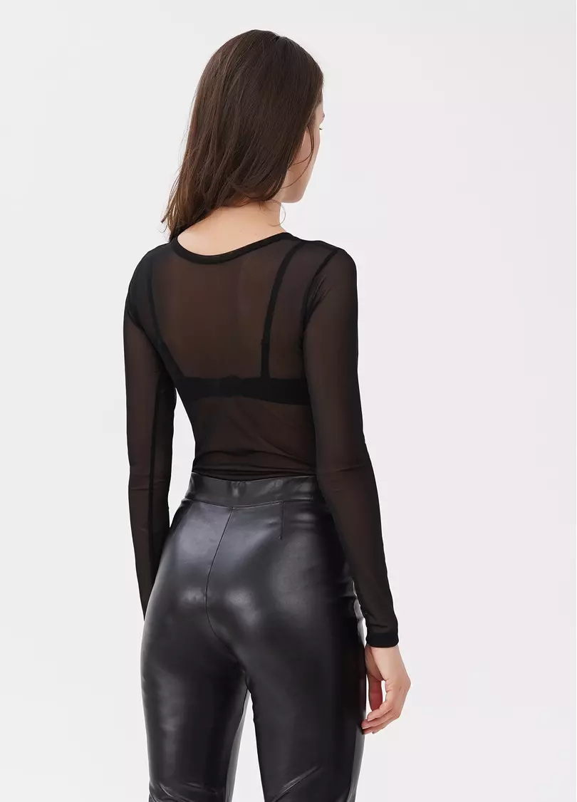 Боди с длинным рукавом сетка Tatoo 3102/07 black (черный)