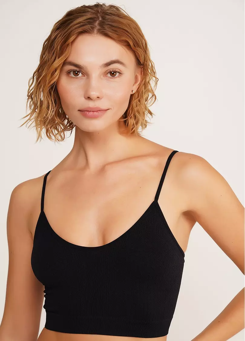 Фактурний безшовний топ майка CAMI TOP BRAID black (чорний)