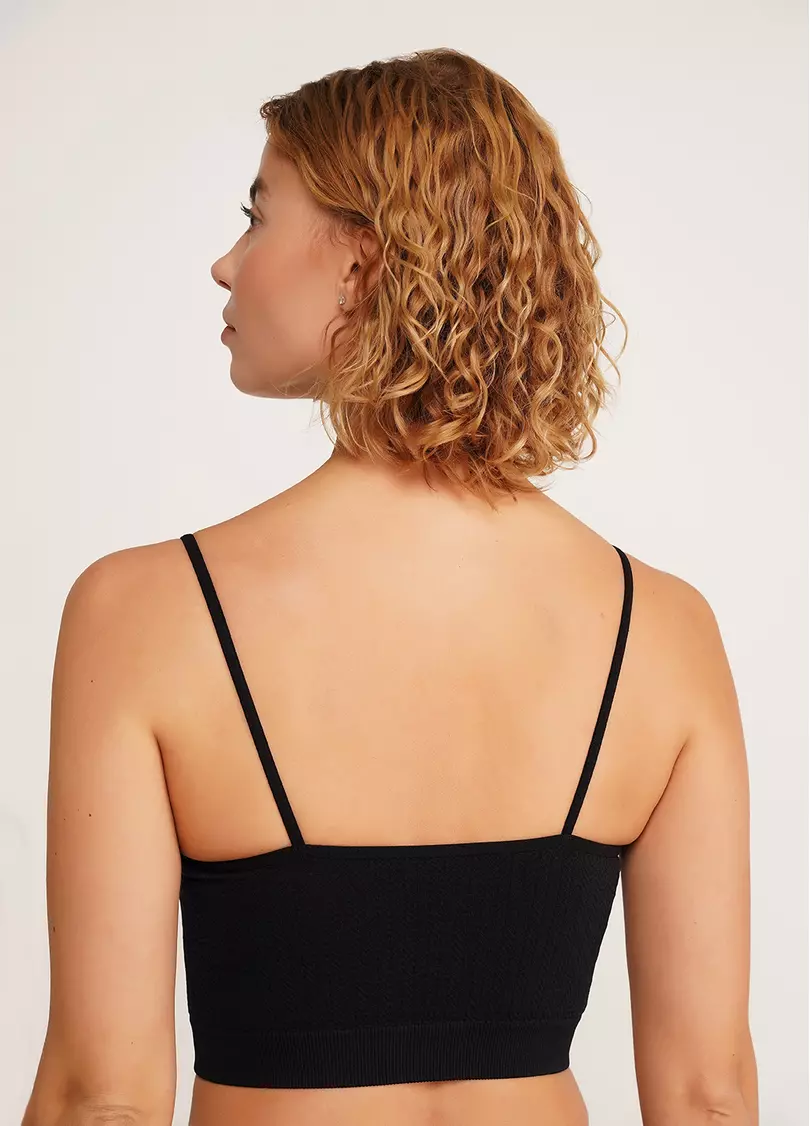 Фактурний безшовний топ майка CAMI TOP BRAID black (чорний)