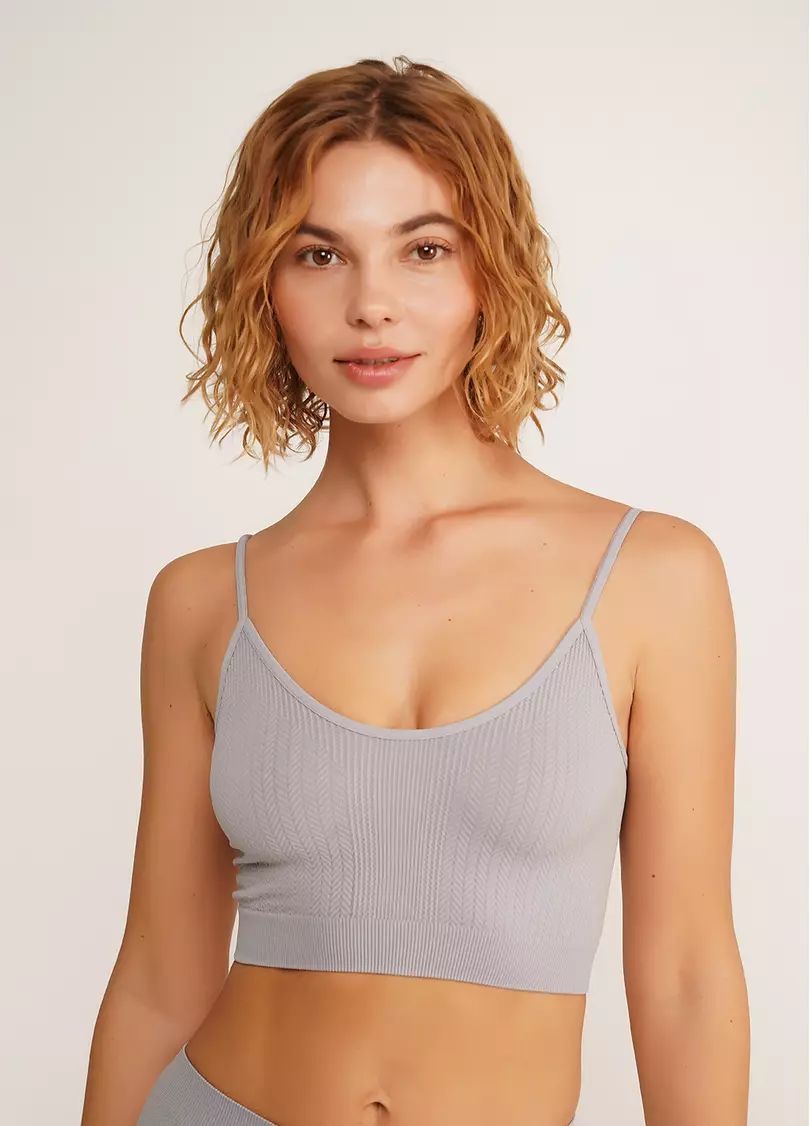 Фактурный безшовный топ майка CAMI TOP BRAID griffin (серый)