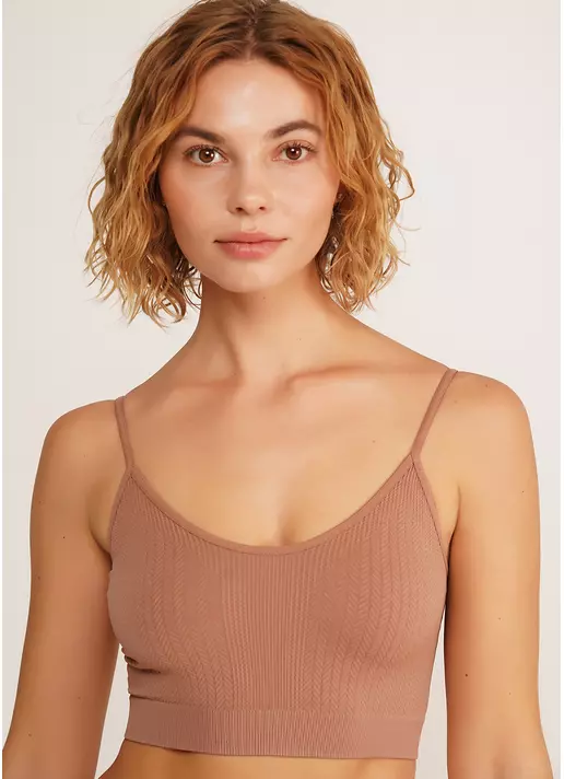 Фактурний безшовний топ майка CAMI TOP BRAID mokko (коричневий)