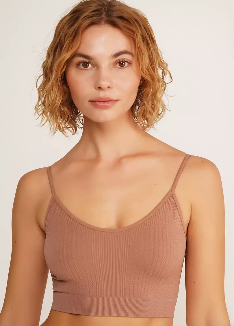 Фактурний безшовний топ майка CAMI TOP BRAID mokko (коричневий)