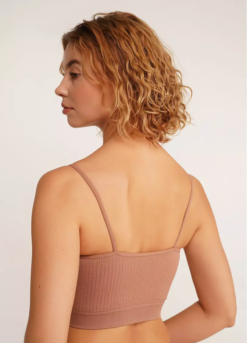 Фактурний безшовний топ майка CAMI TOP BRAID mokko (коричневий)