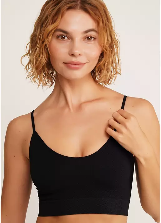 Безшовний топ майка з фактурним візерунком CAMI TOP GRAIN black (чорний)