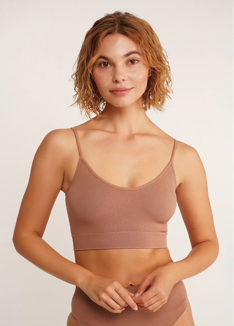 Безшовний топ майка з фактурним візерунком CAMI TOP GRAIN mokko (коричневий)