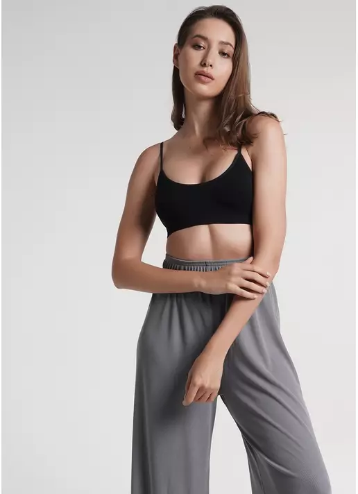 Топ на бретелях в рубчик CAMI TOP RIB black (чорний)