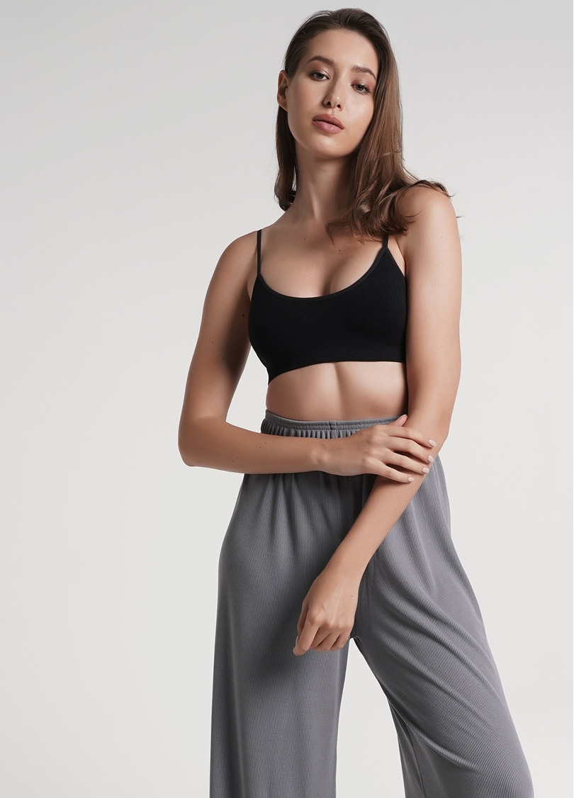 Топ на бретелях в рубчик CAMI TOP RIB black (черный)