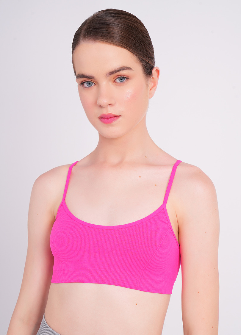 Топ на бретелях в рубчик CAMI TOP RIB bright pink (розовый)