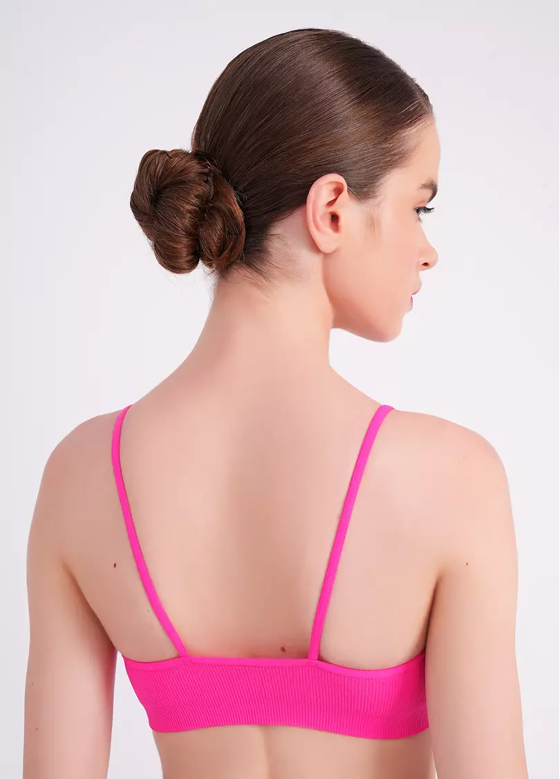 Топ на бретелях в рубчик CAMI TOP RIB bright pink (розовый)