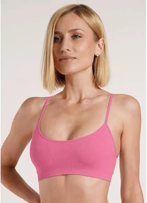 Топ на бретелях в рубчик CAMI TOP RIB bubblegum (рожевий)