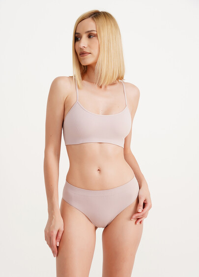 Топ на бретелях в рубчик CAMI TOP RIB burnished lilac (розовый)