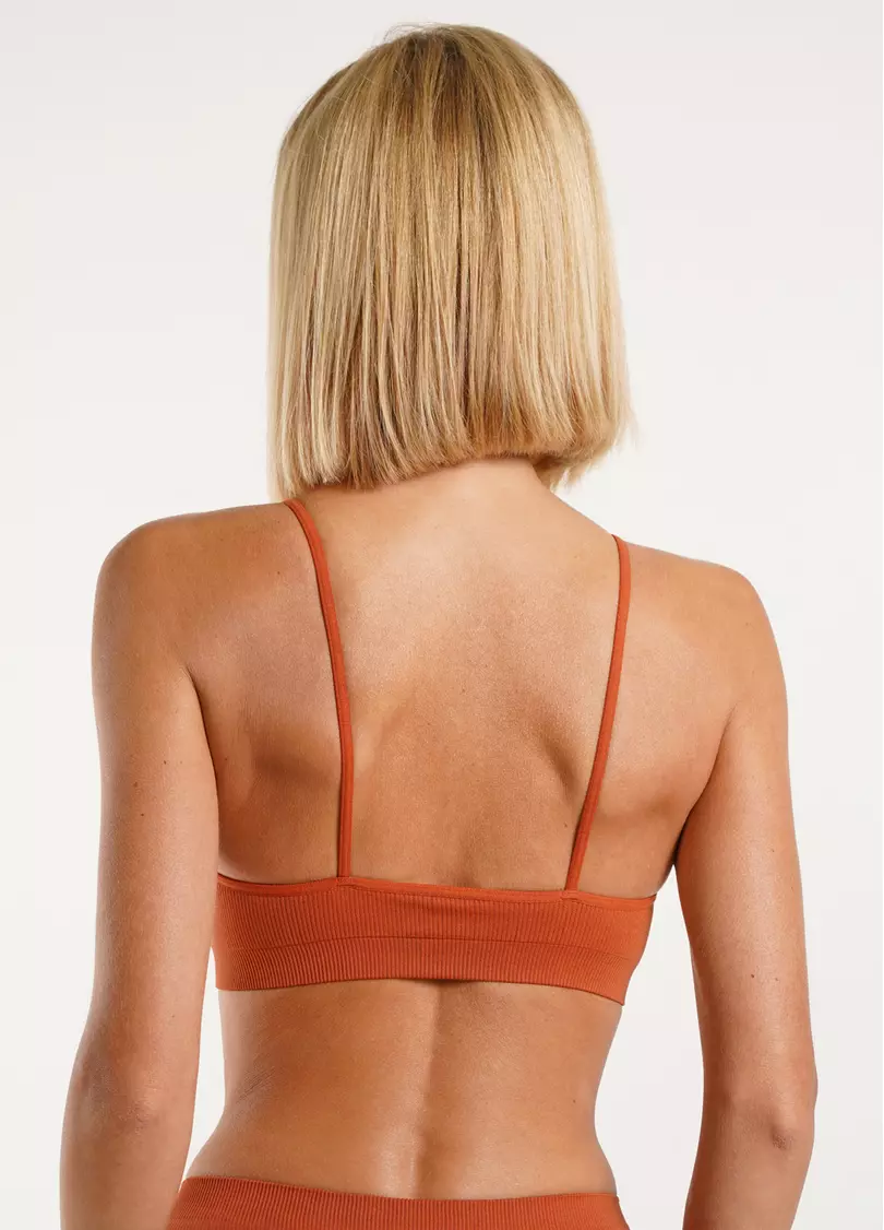 Топ на бретелях в рубчик CAMI TOP RIB burnt sienna (оранжевий)