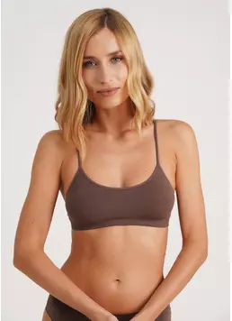 Топ на бретелях в рубчик CAMI TOP RIB deep taupe (коричневий)