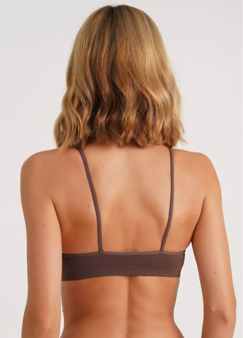 Топ на бретелях в рубчик CAMI TOP RIB deep taupe (коричневый)