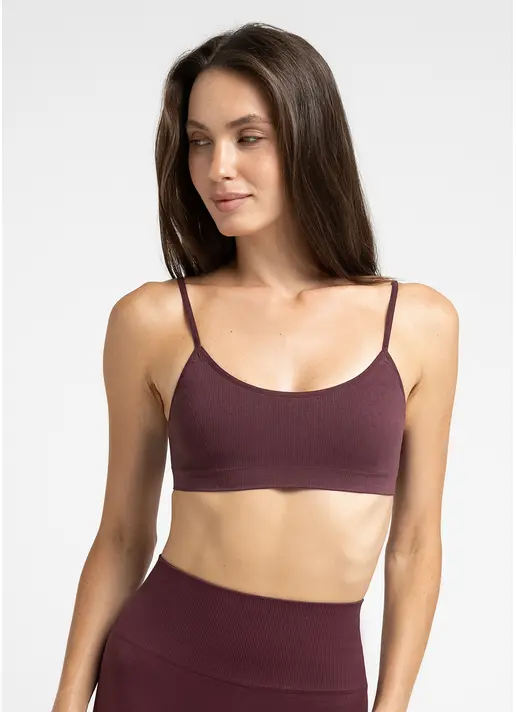 Топ на бретелях в рубчик CAMI TOP RIB, бордовий Топ на бретелях в рубчик CAMI TOP RIB, бордовий