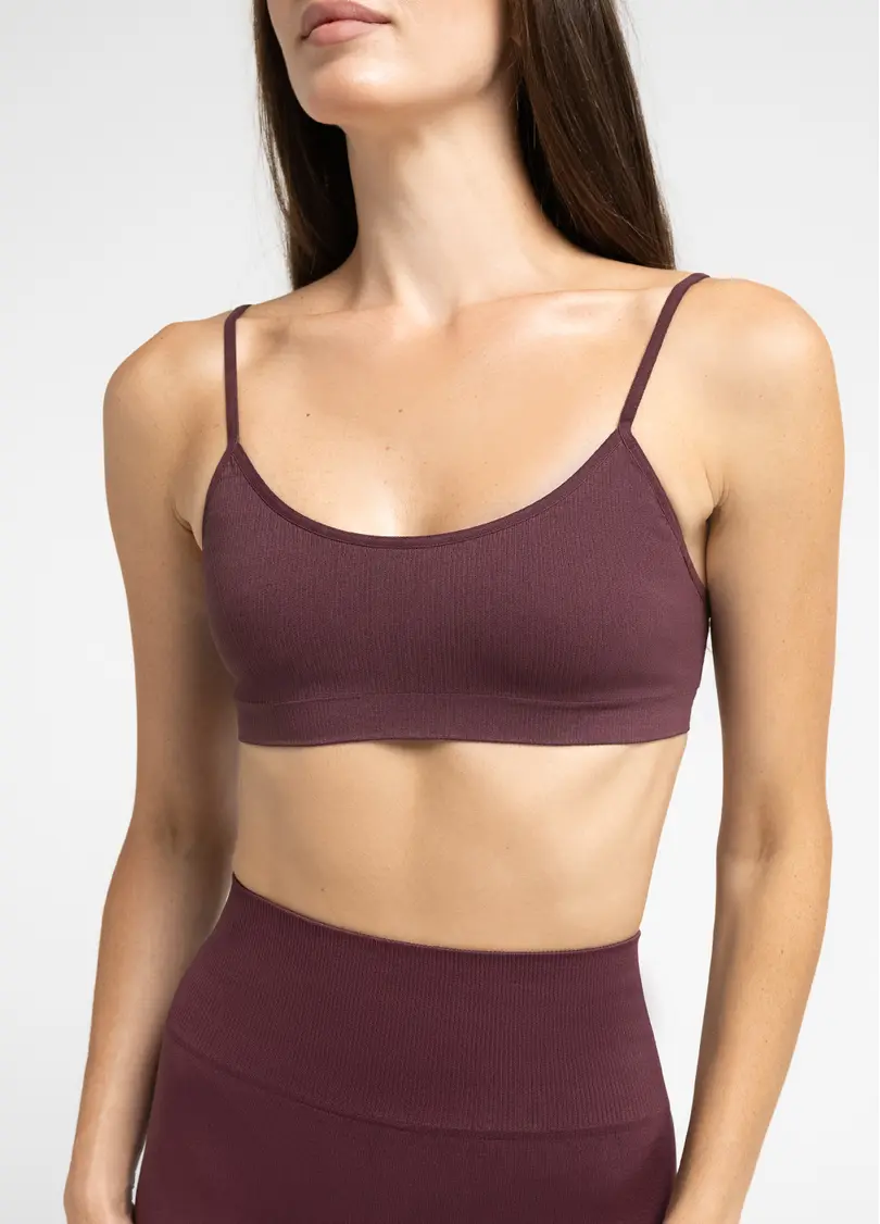 Топ на бретелях в рубчик CAMI TOP RIB, бордовий