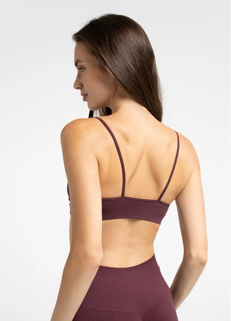 Топ на бретелях в рубчик CAMI TOP RIB, бордовий