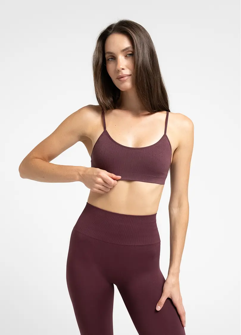 Топ на бретелях в рубчик CAMI TOP RIB, бордовий