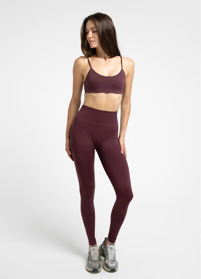Топ на бретелях в рубчик CAMI TOP RIB, бордовий
