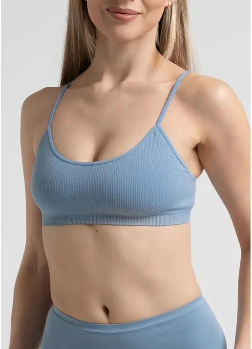 Топ на бретелях в рубчик CAMI TOP RIB, блакитний