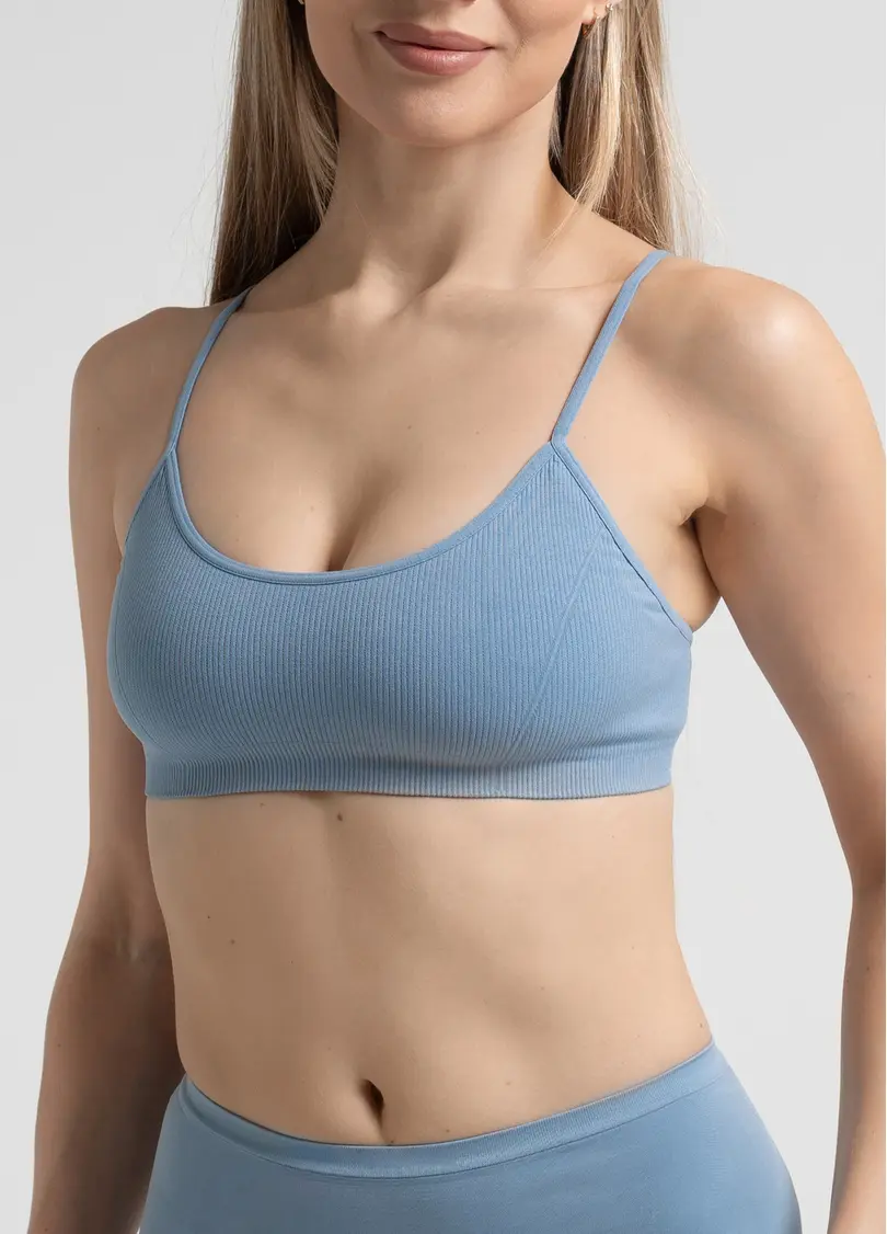 Топ на бретелях в рубчик CAMI TOP RIB, блакитний